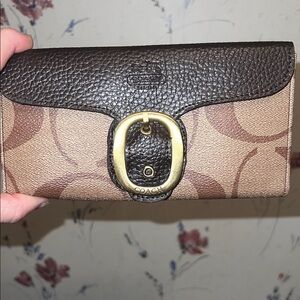 Coach Signature Checkbook Wallet Leather Classic